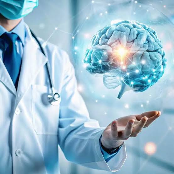 Neurologist reviewing a brain scan